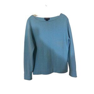 Lands' End Women's M 10-12 Blue 100% Cashmere Long Sleeve Sweater Boat Neck READ